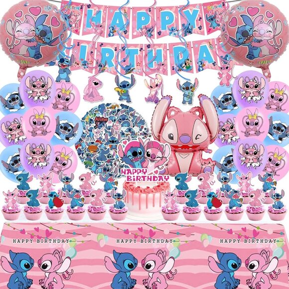 Vibrant 101PCS Stitch Birthday Party Supplies - Perfect for Girls’ Celebrations